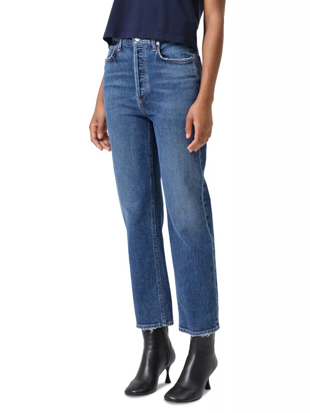AGOLDE 90s Pinch Waist High Waist Crop Straight Leg Jean in Solace